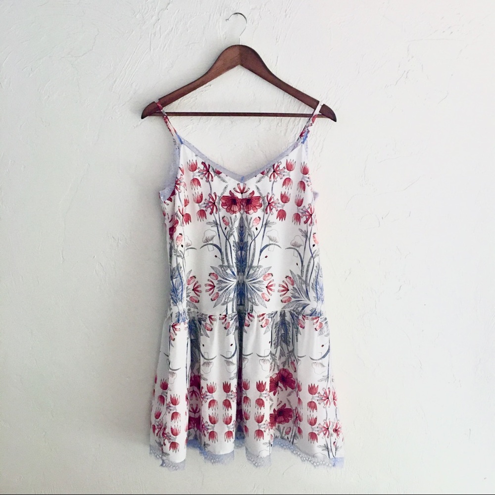 RARE Sabina Musayev Revolve Watercolor Mushrooms and Tulips Floral Slip Dress
